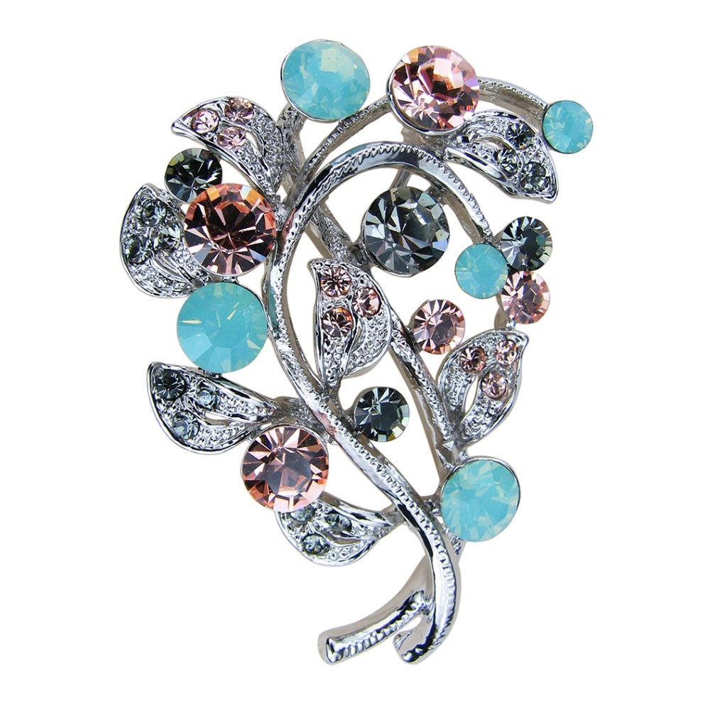 Rucinni Opal Green Brooch with Swarovski Crystals